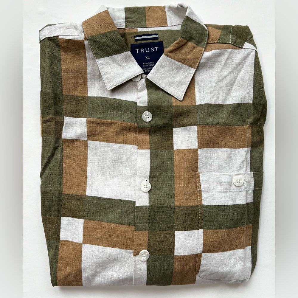 Men’s Summer Plaid Short Sleeve Oxford Button Down Shirt Poplin Trousers Pants